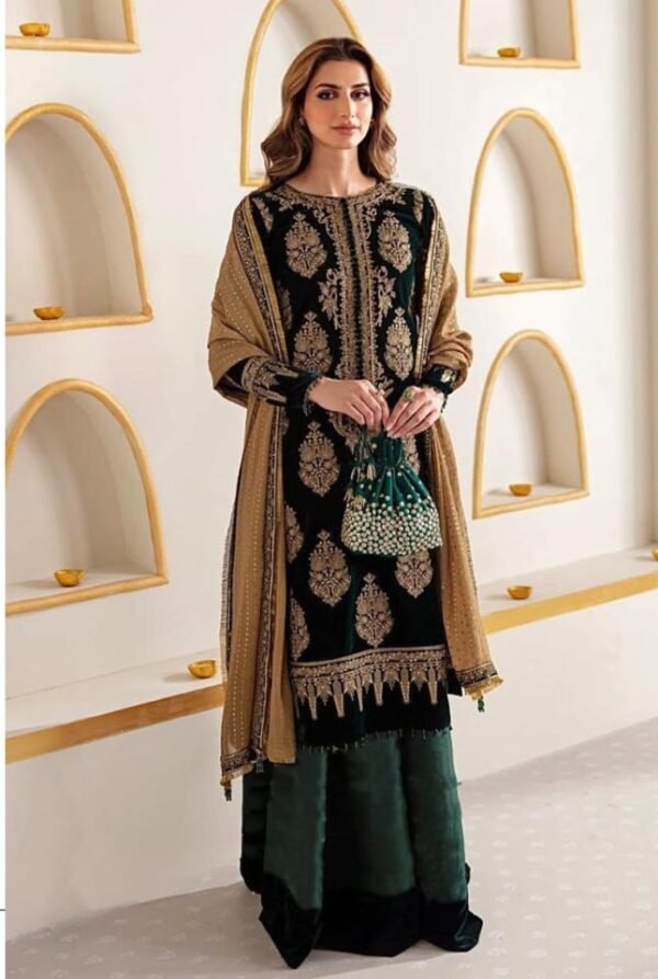 ANAMSA - 587 PURE VELVET HEAVY EMBROIDERED VERY BEAUTIFUL DESIGN PARTY WEAR SUIT