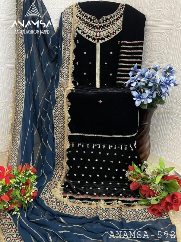 ANAMSA 592 BY ANAMSA DESIGNER PURE HEAVY VELVET HAND WORK DRESS