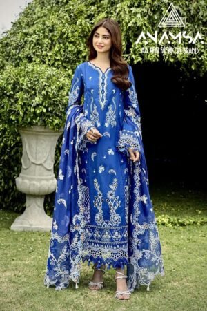 Anamsa 482 Pakistani Designer Cotton Embroidered Dress Collection