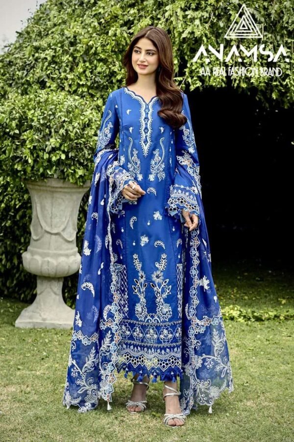 Anamsa 482 Pakistani Designer Cotton Embroidered Dress Collection