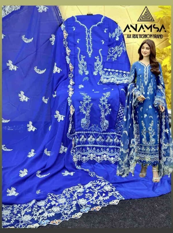 Anamsa 482 Pakistani Designer Cotton Embroidered Dress Collection - Image 3