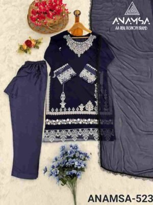 ANAMSA 523 BY ANAMSA DESIGNER PURE HEAVY FAUX GEORGETTE WORK DRESS