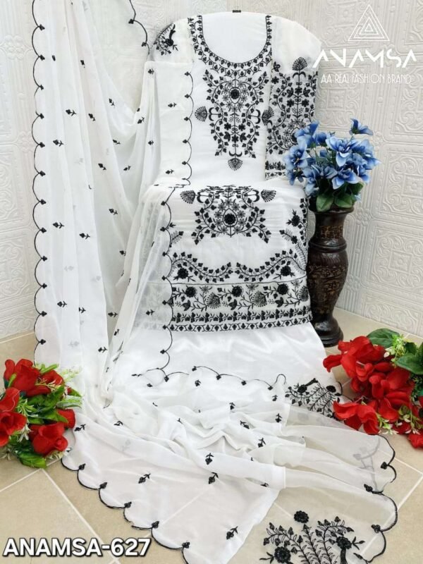 ANAMSA - 627 PURE FOX GEORGETTE HEAVY EMBROIDERED BEAUTIFUL DESIGN PARTY WEAR SUIT