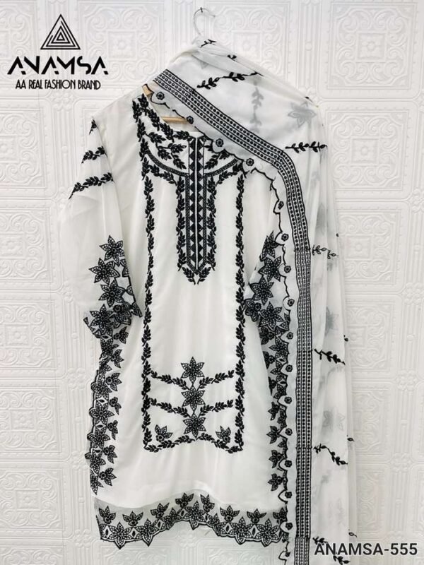 ANAMSA 555 BY ANAMSA DESIGNER PURE HEAVY FAUX GEORGETTE WORK DRESS