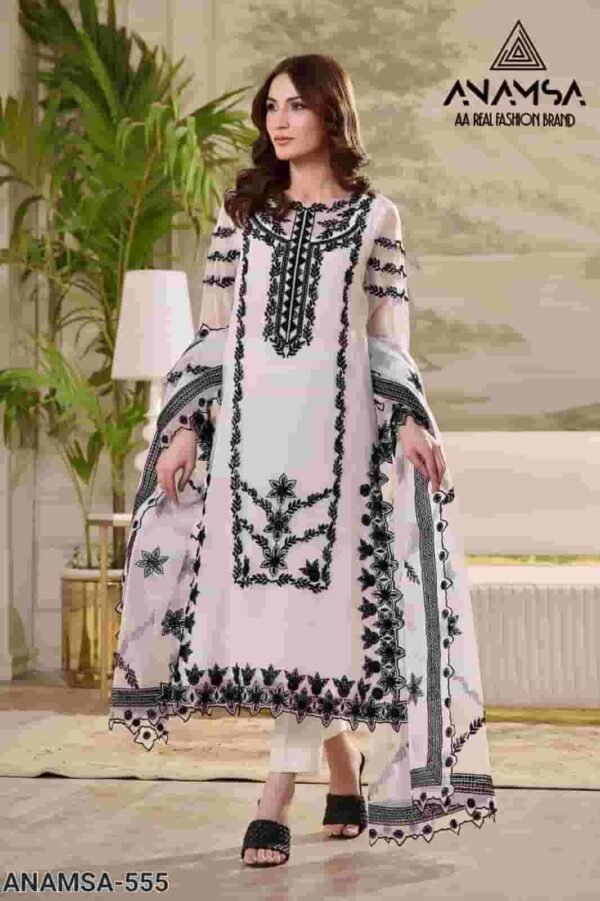 ANAMSA 555 BY ANAMSA DESIGNER PURE HEAVY FAUX GEORGETTE WORK DRESS