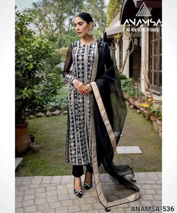 Anamsa 536 Pakistani Embroidered Designer Georgette Salwar Suit Ensemble