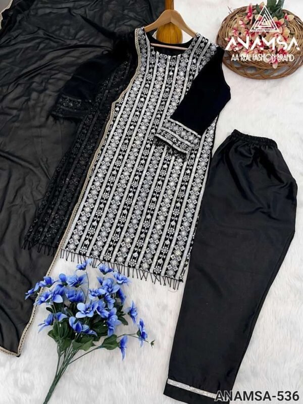 Anamsa 536 Pakistani Embroidered Designer Georgette Salwar Suit Ensemble