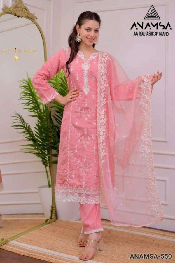 ANAMSA - 550 PURE RAYON COTTON BEAUTIFUL DESIGN HEAVY EMBROIDERED PARTY WEAR SUIT