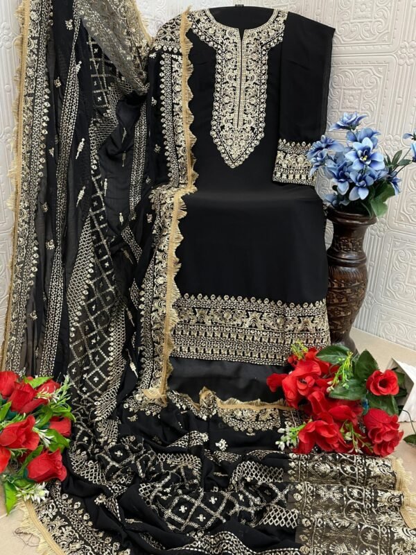 trending black karachi suit with shantoon fabric - Image 4