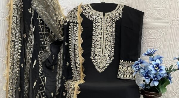 trending black karachi suit with shantoon fabric - Image 3