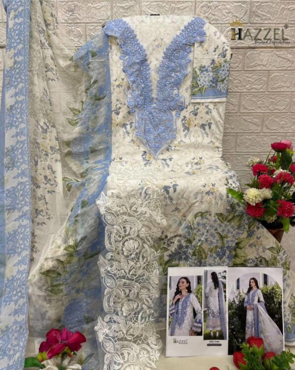 Trending Off White Color Karachi Suit With Dupatta Cotton Fabric - Image 4