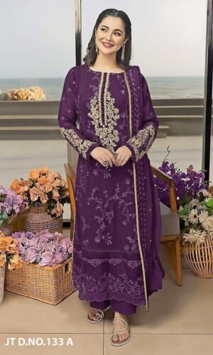 ANAMSA PAKISTANI PURPLE COLOUR  GEORGETTE EMBRODERED SUITS