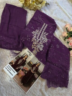 Alternative view of ANAMSA PAKISTANI PURPLE COLOUR  GEORGETTE EMBRODERED SUITS