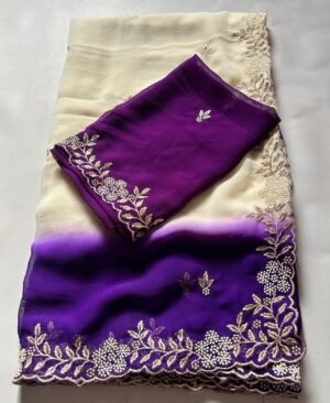 Alternative view of Soft  georgette with weding Saree With Heavy Embroidery Sequence And Jari Work And Border Arca