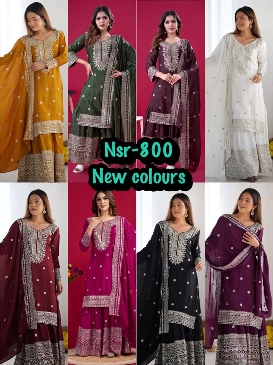 Presenting New Chinnon Silk With Heavy Embroidery Sequence Work Top-Plazo And Dupatta Set With Fully Stitched Ready To Wear Collection 🔥😍🥰