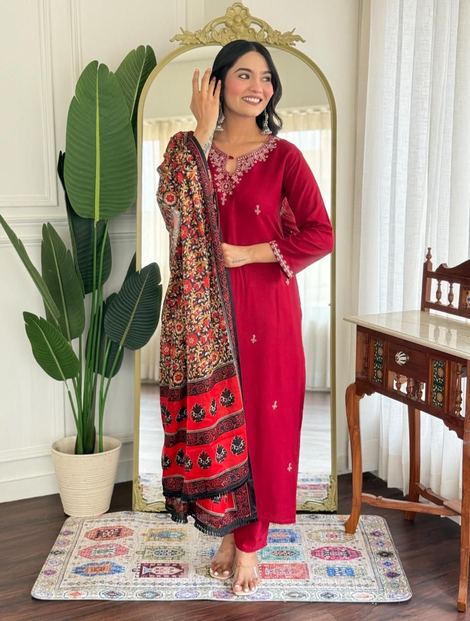 Women"s Embroidery Straight Kurta Pant With Dupatta