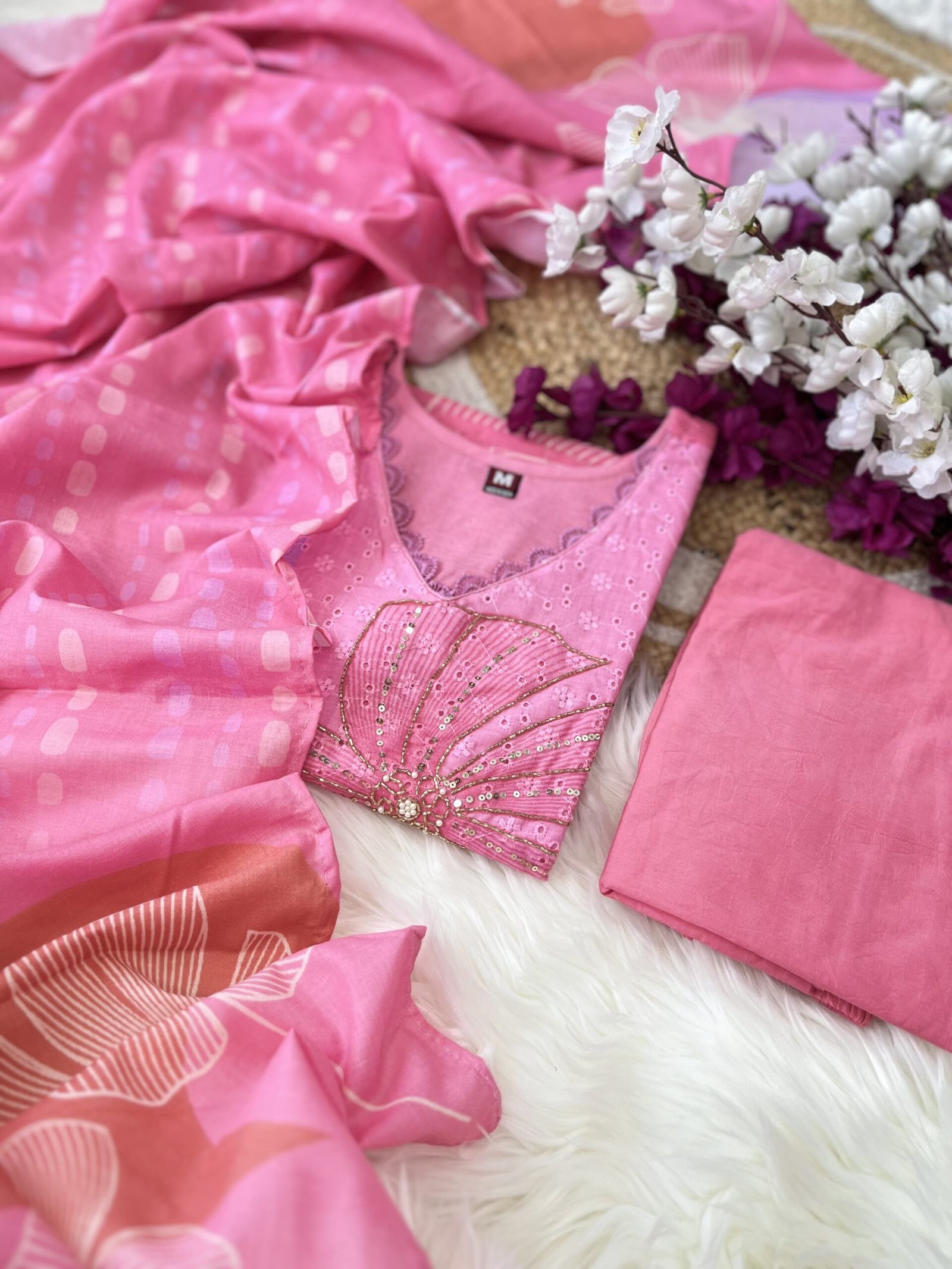 HEVAY SHIFLI FABRIC DIGITAL PRINTING HAND WORK FULL NECK LACE - Image 2