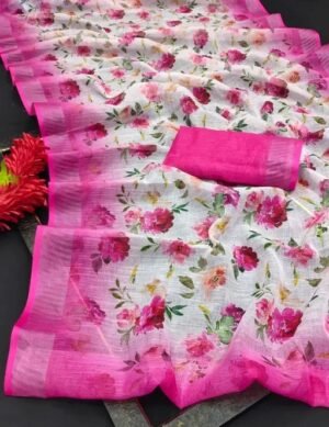 Alternative view of BEAUTIFUL DIGITAL PRINT PLAIN SAREE