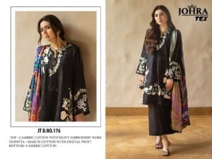 JOHRA TEX CAMBRIC COTTON WITH HEAVY EMBROIDERY WORK