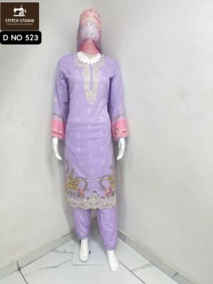 LAWN COTTON WITH EMBROIDERY PATCH WORK READY MADE SUIT FANCY PATTERN