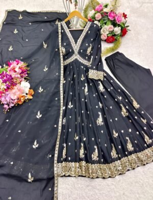 Alternative view of Presenting New Aliya-Cut Gown-Pent Dupatta Set Fully Stitched Ready To Wear 🔥😍🥰