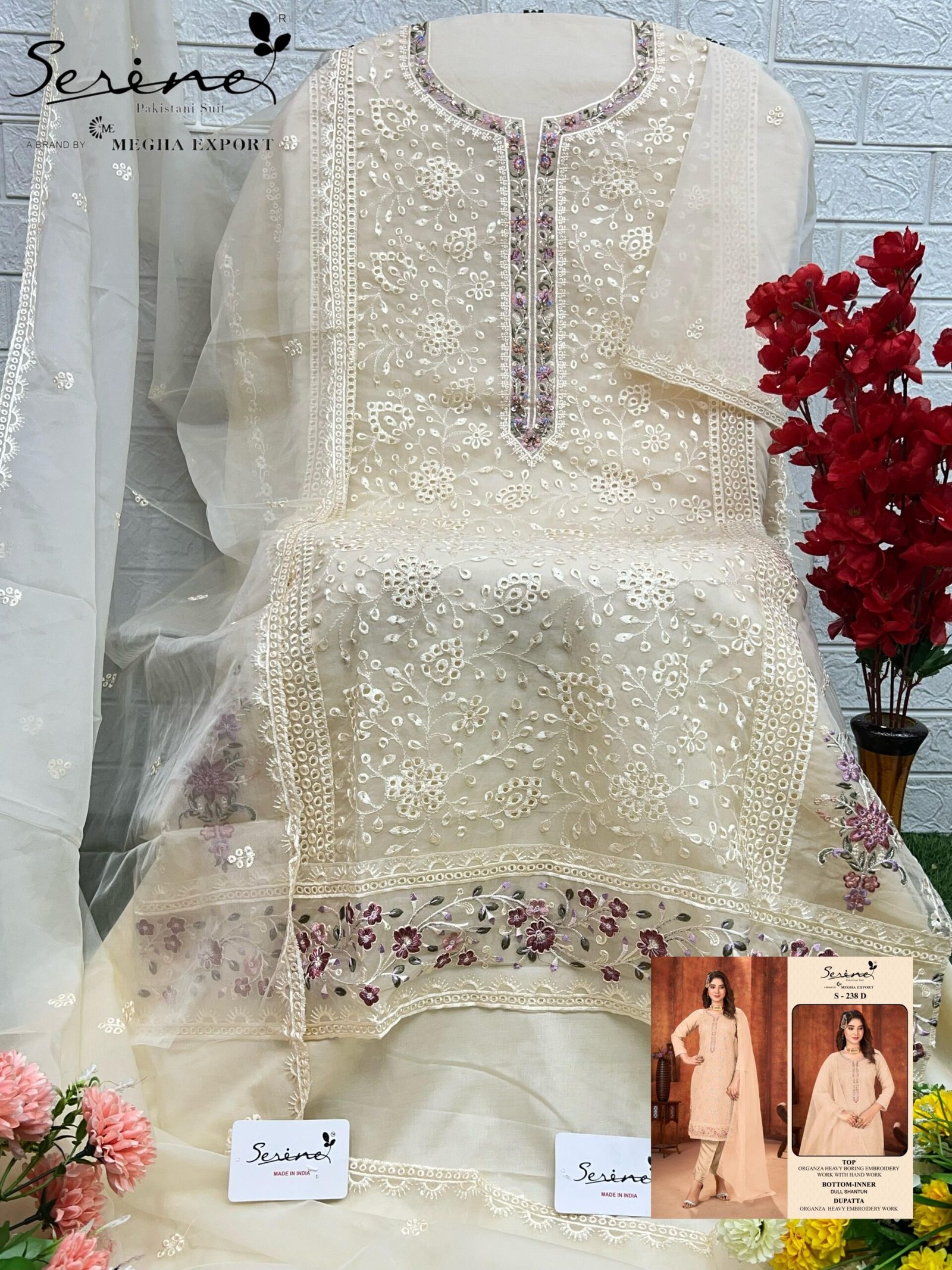 ORGANZA HEAVY EMBROIDERED WITH boring HANDWORK - Image 2