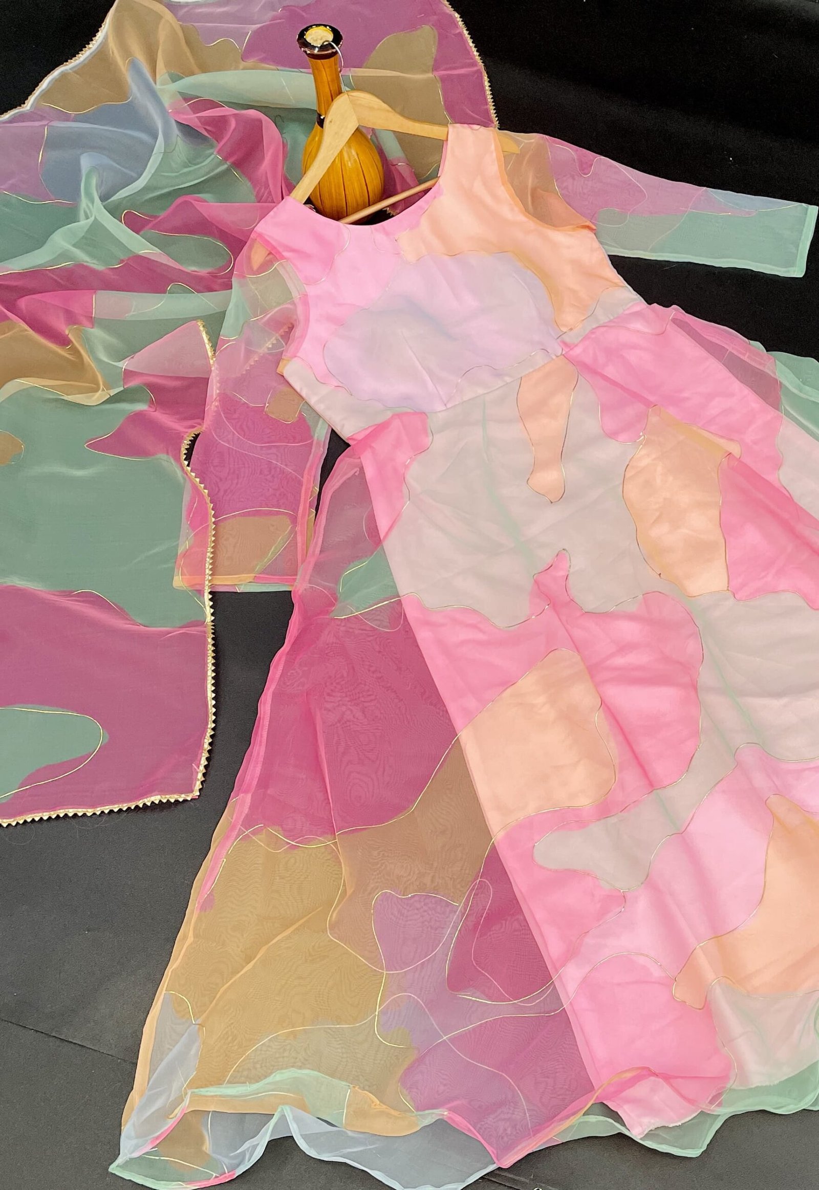 Presenting By New Party Wear Look Organza Silk Gown With Dupatta - Image 2