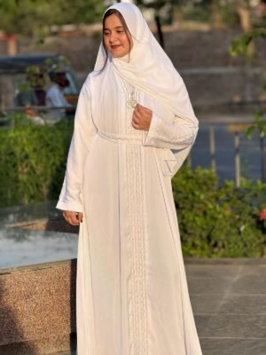 Imported TikTok fabric fancy diamond chain pattern heavy belt burqa  with dupatta