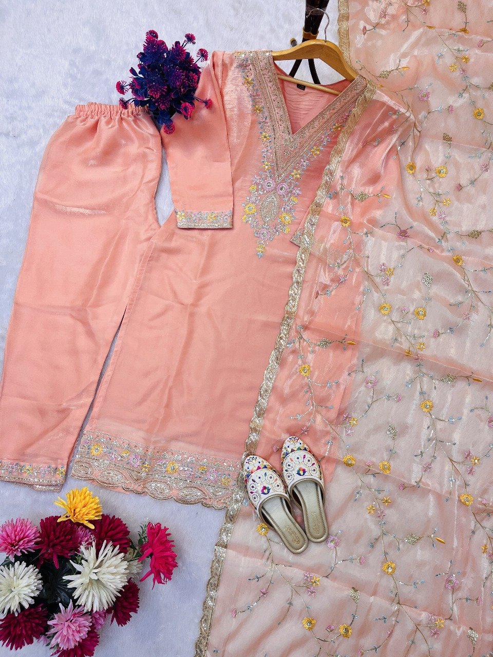 PRESENTING NEW COLLECTION WITH JIMMY CHOO SILK AND HEAVY EMBROIDERY SEQUENCE WORK TOP-BOTTOM AND DUPATTA SET FULLY STITCHED - Image 3