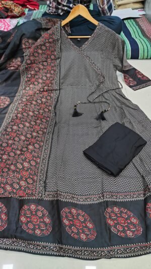 Alternative view of Designer Angrakha style kurti with digital print , Rayon pant with printed dupatta collection.
