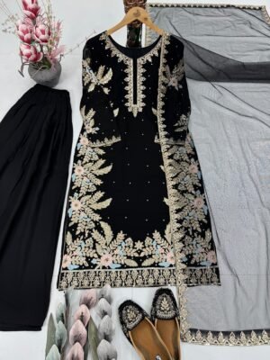 Alternative view of NEW DESIGNER PARTY WEAR HEAVY EMBROIDERY SEQUENCE WORK 3 PIS SUIT SET