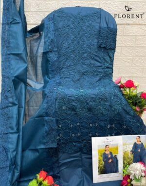 Alternative view of CAMBIC COTTON WITH HEAVY EMBROIDERY WROK WITH (I'ERALS MOTI WROK)