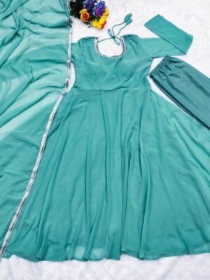 Alternative view of PRESENTING NEW PURE SOFT HEAVY FAUX GEORGETTE FABRIC ANARKALI PENT DUPPTA READY TO WEAR COLLECTION