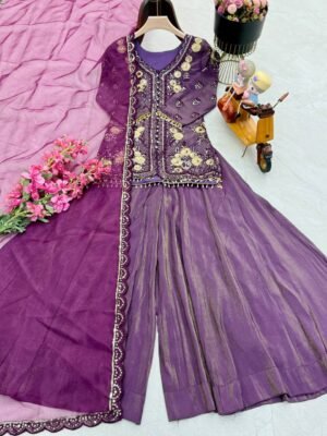 Alternative view of ©️ AK-Series New Designer Party Top Pallazo & Dupatta Set👗 ®️🟢