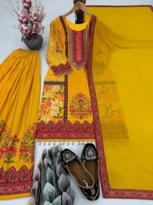 Alternative view of NEW DESIGNER HEAVY NATURAL  SILK DIGITAL PRINT HAND WORK SALWAR SUIT