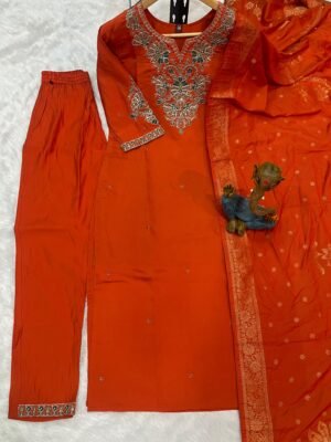 Alternative view of Premium Roman Silk Work Coding Embroidery With Sequins Work