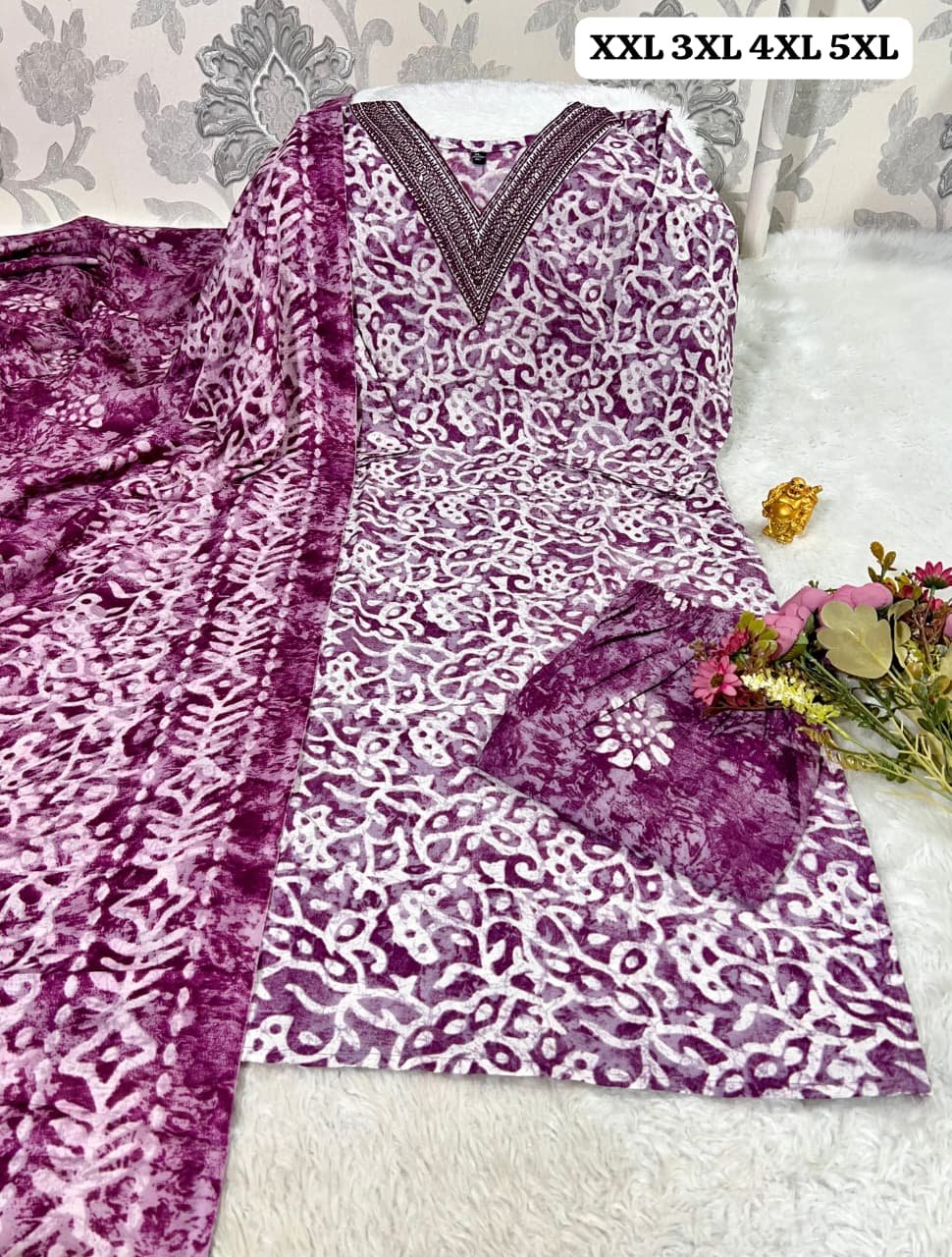 Cotton kurti pant printed duppata set with work patti on neck🪡 - Image 8