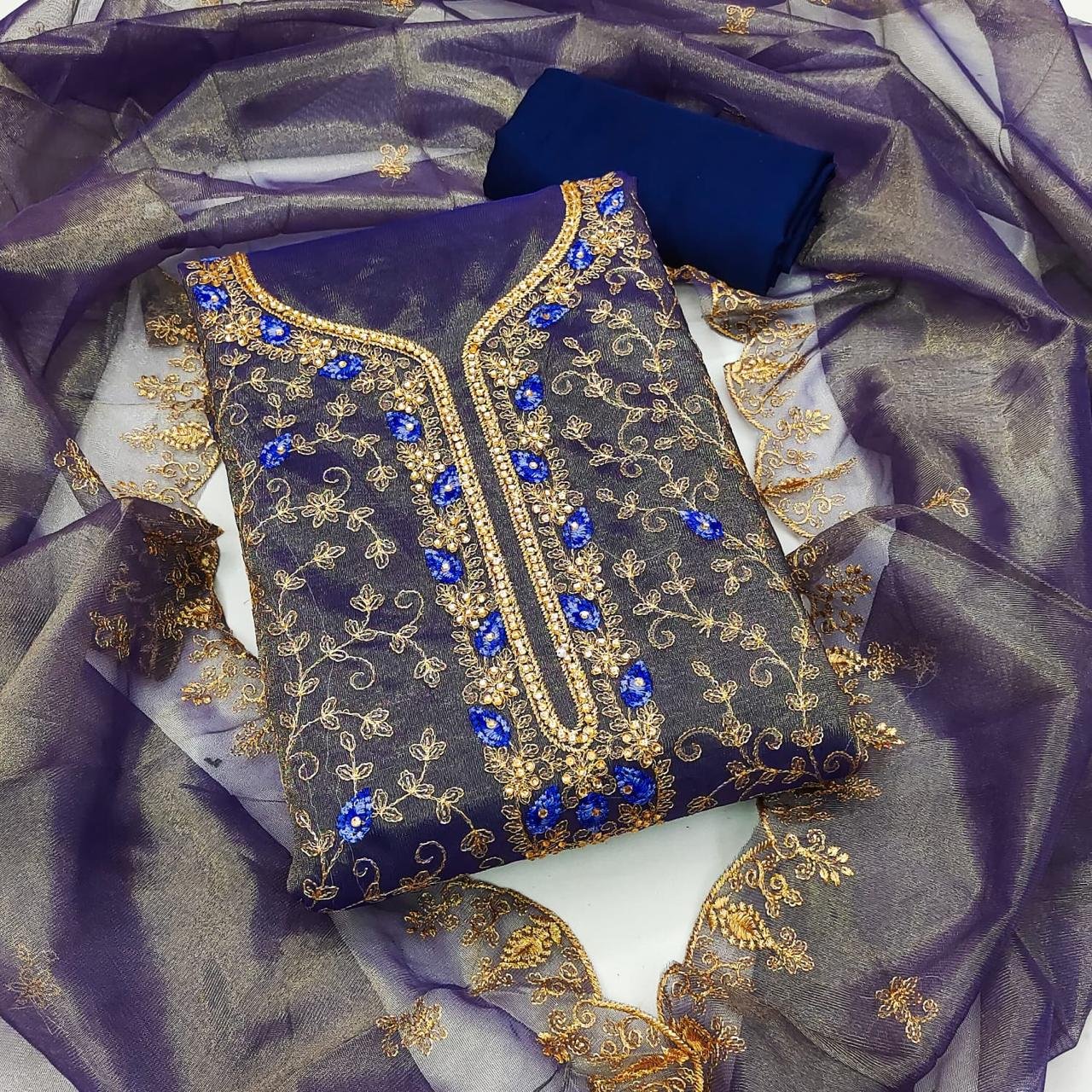 ORGANZA SILK WORK WITH DAIMAND (2) - Image 4