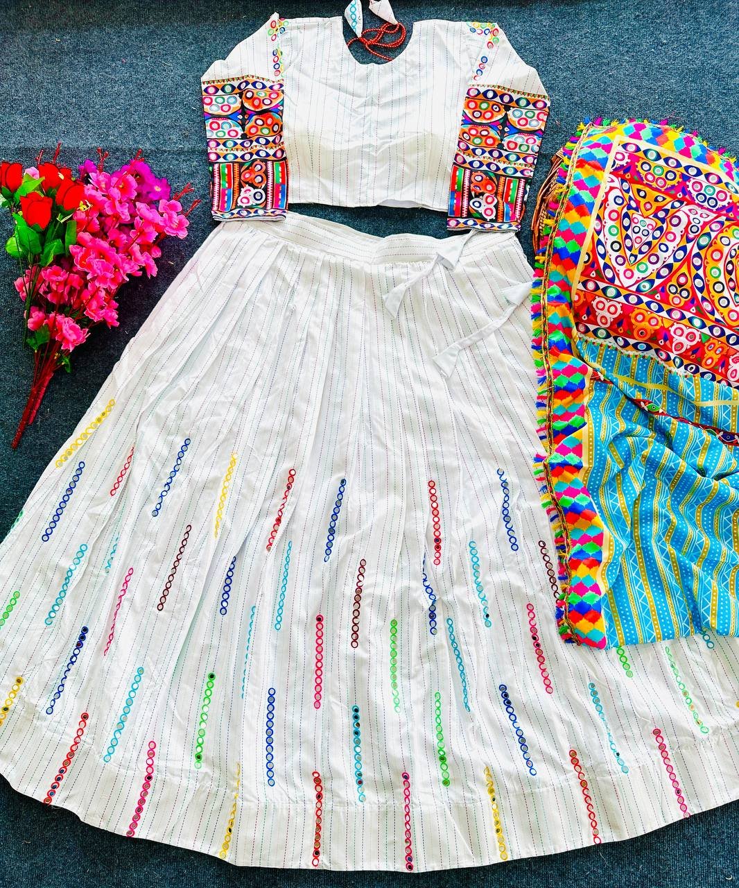 SPECIAL NAVRATRI COLLECTION LENGHA CHOLI WITH REAL MIRROR WORK ππ - Image 2