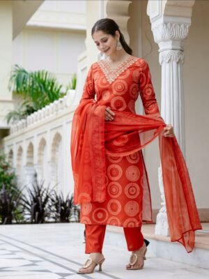 Women's Rayon Embroidered Straight Kurta with Rayon Pant And Taby Printed Dupatta Sets