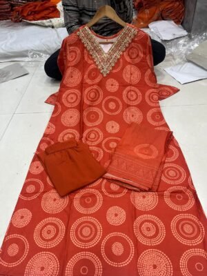 Alternative view of Women's Rayon Embroidered Straight Kurta with Rayon Pant And Taby Printed Dupatta Sets