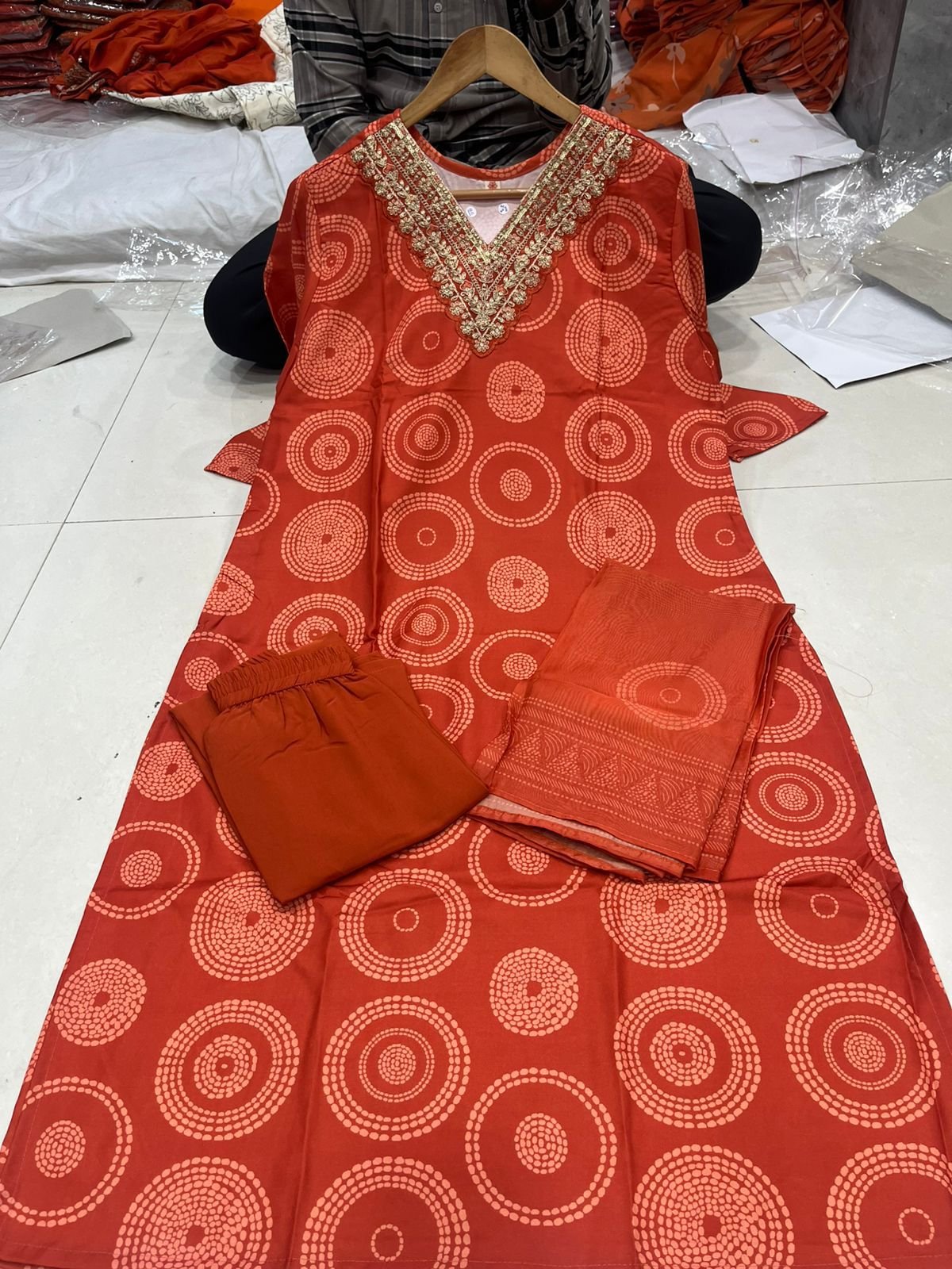 Women's Rayon Embroidered Straight Kurta with Rayon Pant And Taby Printed Dupatta Sets - Image 2