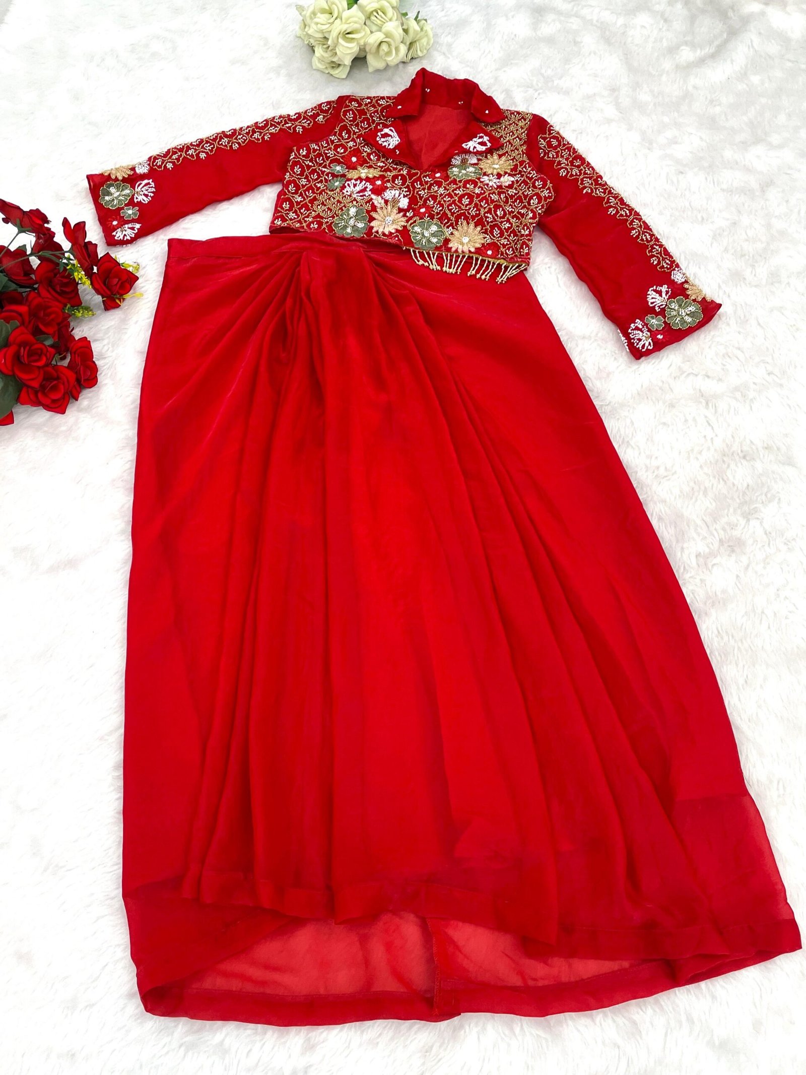 Get festive ready in our new western Two piece set with Handwork embroidery detailing. - Image 3