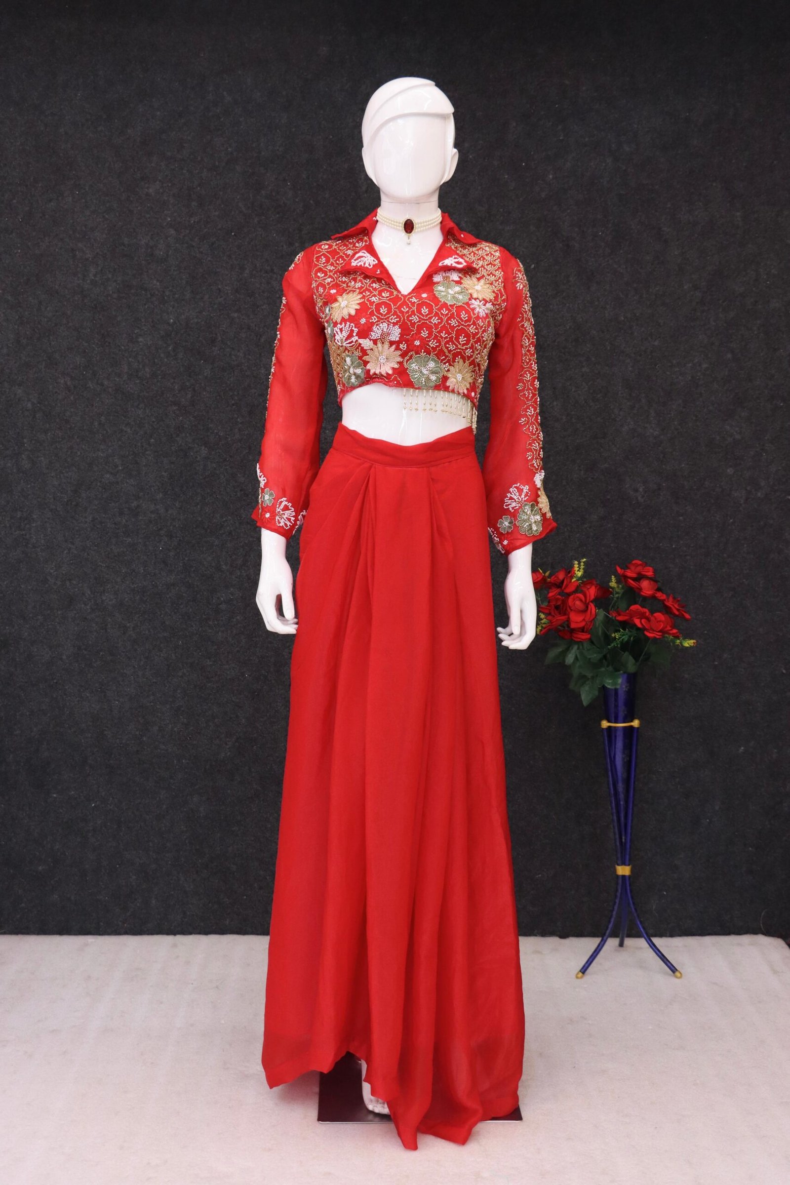 Get festive ready in our new western Two piece set with Handwork embroidery detailing. - Image 4