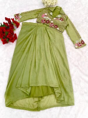 Alternative view of Get festive ready in our new western Two piece set with Handwork embroidery detailing.