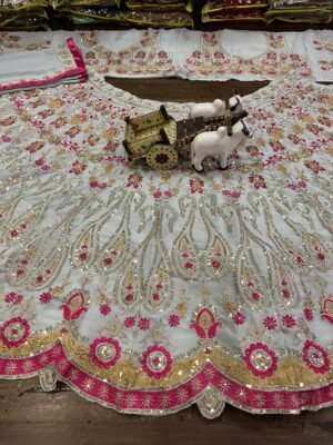 Alternative view of AK Launching 4 Meter Flared Faux Georgette Cut Work Lehenga, Exceptional Quality with Can-Can and Canvas Layers, A Perfect Fusion of Glamour and Comfort