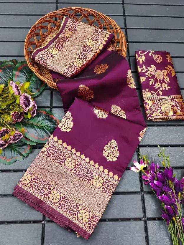 Silk Saree from the LAZUKI store is adorned with beautiful Zari work in form of traditional motifs. This beautiful saree is elegantly decorated with gorgeous Solid Jacquard weave that gives a perfect look to the outfit. - Image 3