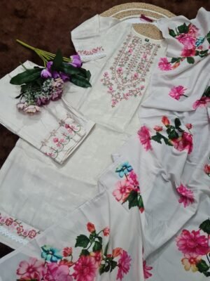 Alternative view of WOMEN PURE VISCOSE JAQUARD WITH EMBROIDERED KURTA SET