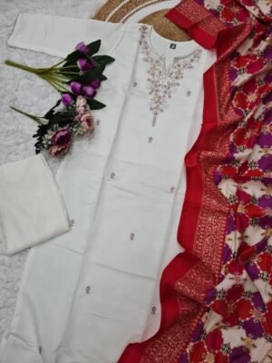 Alternative view of VISCOSE CHANDERI WITH SEQUENCE CODING EMBROIDERY WORK