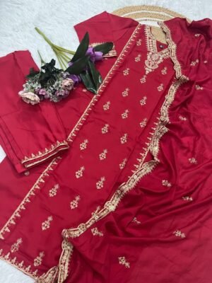 Alternative view of WOMEN PURE CHANDERI SILK WITH EMBROIDERED KURTA SET